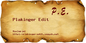 Plakinger Edit névjegykártya